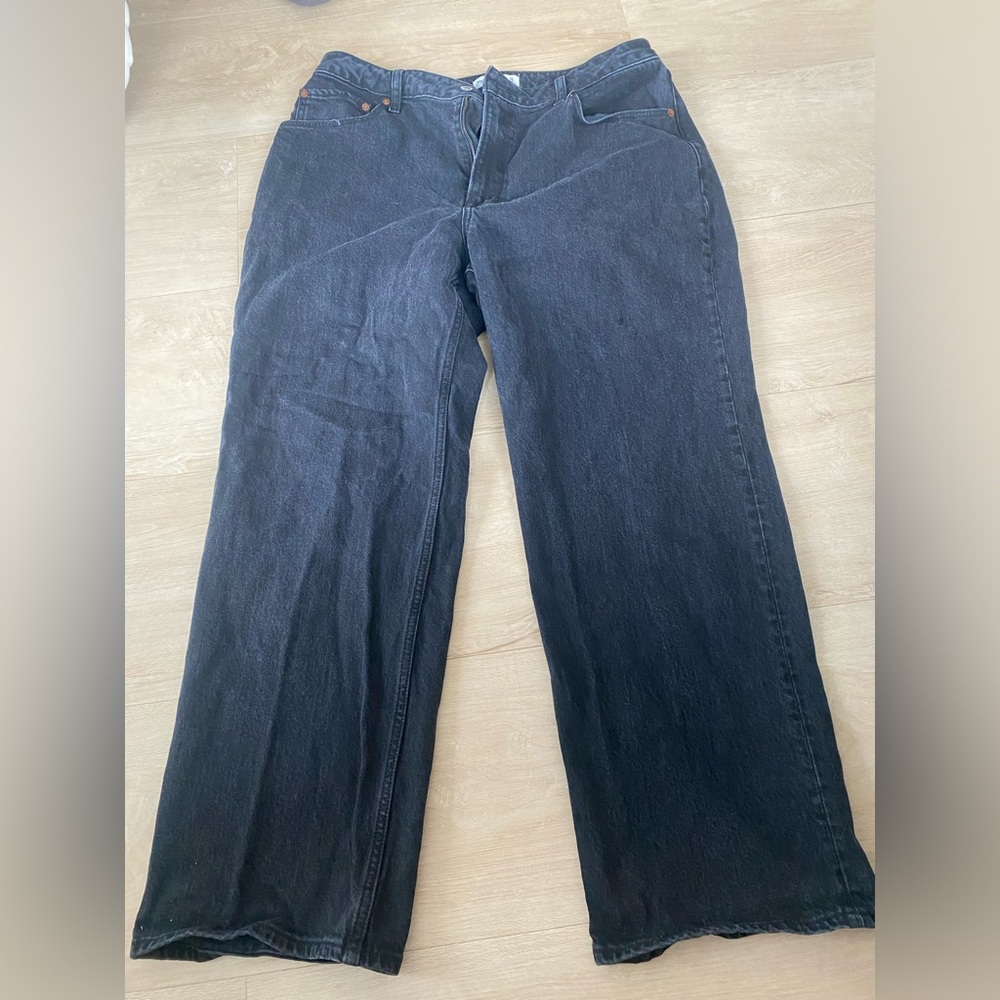 Abercrombie 90s Relaxed High Rise Jean Curve Love Size 32 Washed Black